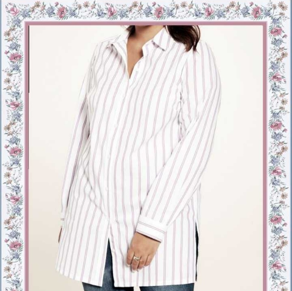 Kate Tunic Shirt in Bright Violet Stripe size 16W